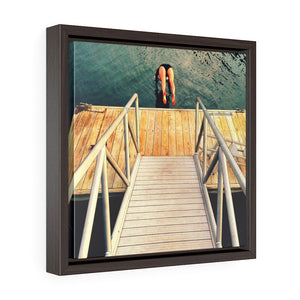 Summer Diving Square Framed Premium Gallery Wrap Canvas